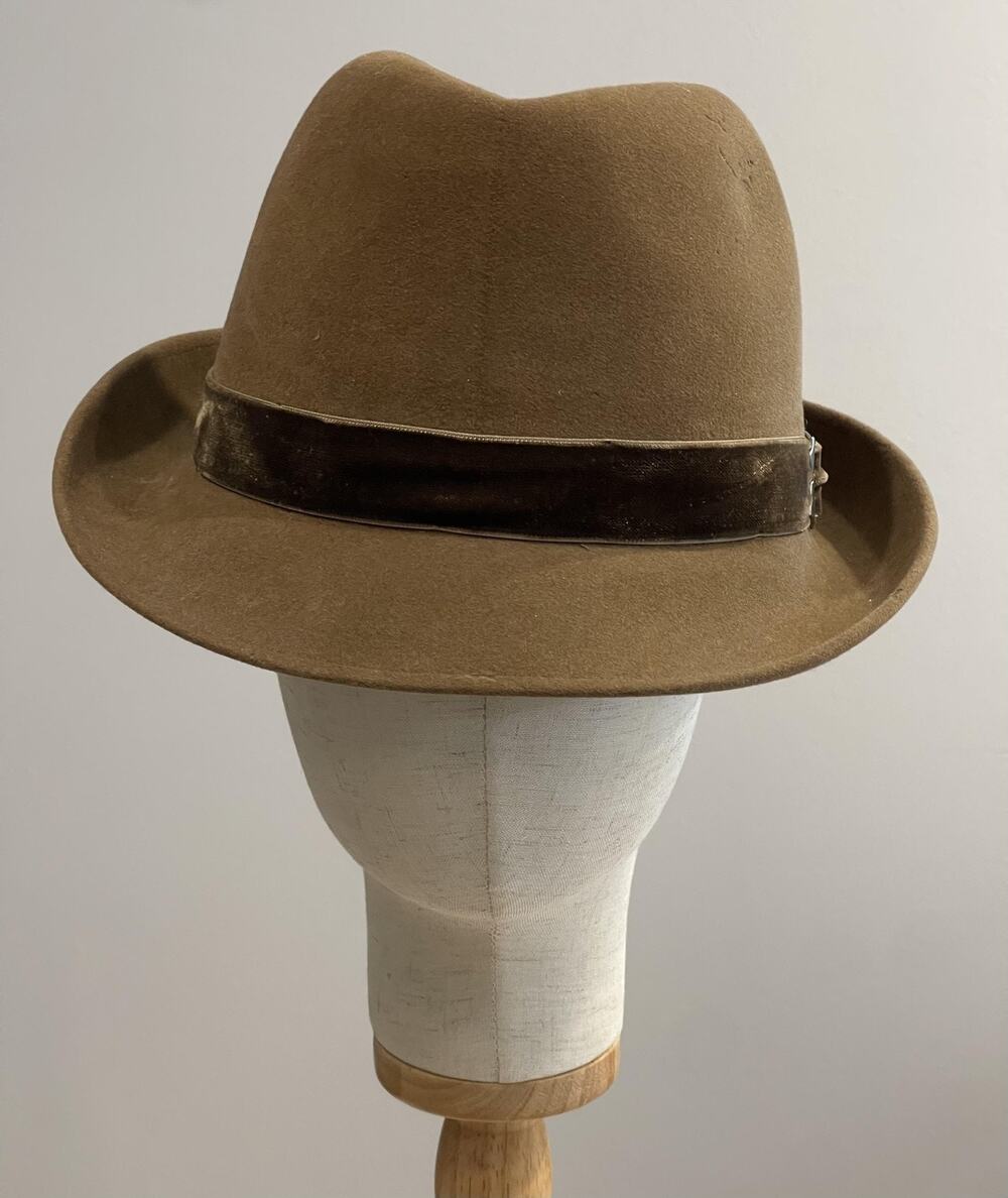 Vintage Tonak Hat Cap Fedora Men One Size Brown Fur Felt Leather Lined Amur